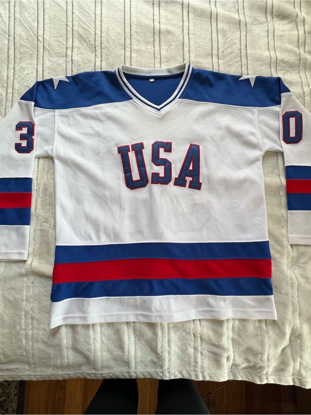 Jim Craig #30 Miracle Team USA White Hockey Jersey